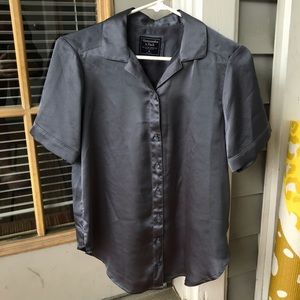 Blue Gray Silk Abercrombie & Fitch Button Shirt